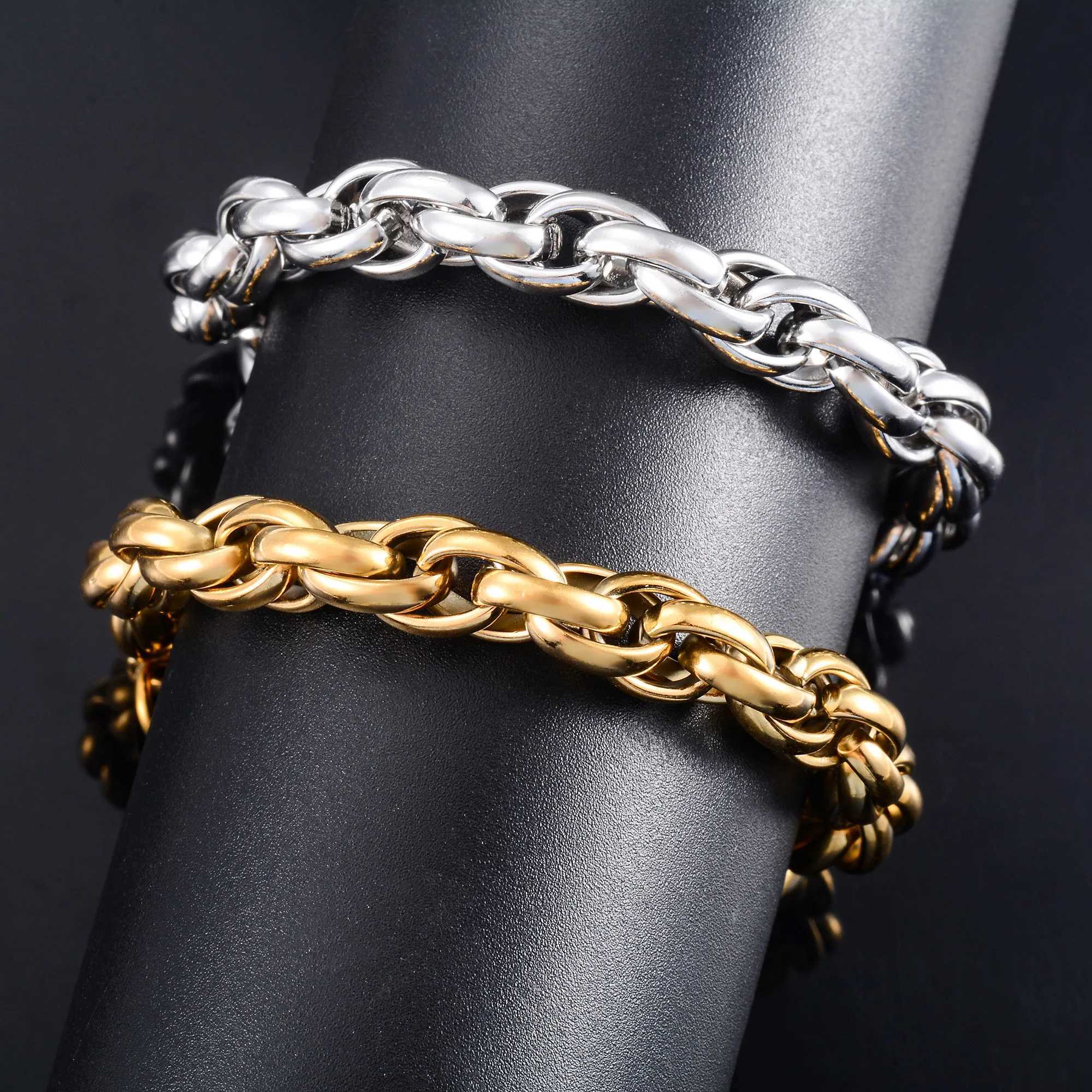 Punk Rope Chain Stainless Steel Chunky Bracelet for Women Men Basic Hand Foot Ankle Chain Bangle Wristband Anklets Metal Jewelry XJ250707
