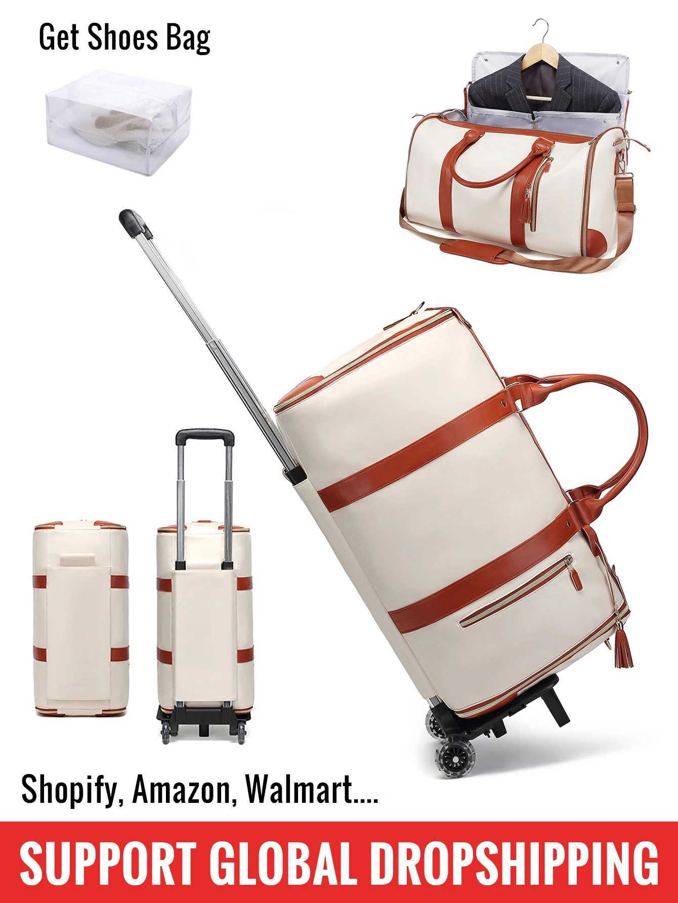 55L Travel Garment Bag Weekender Carry On with Shoe Bag and Trolley Strap Portable Suitcase Global Dropshipping