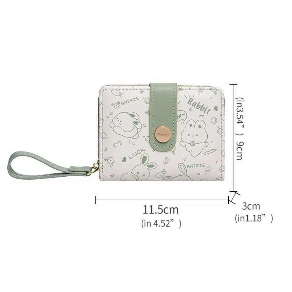 Cute PU Leather Short Wallet Zipper High-capacity Coin Purse Carto Rabbit Card Bag Cluh Bag Mey Bag Wen Girl Gift Y250707