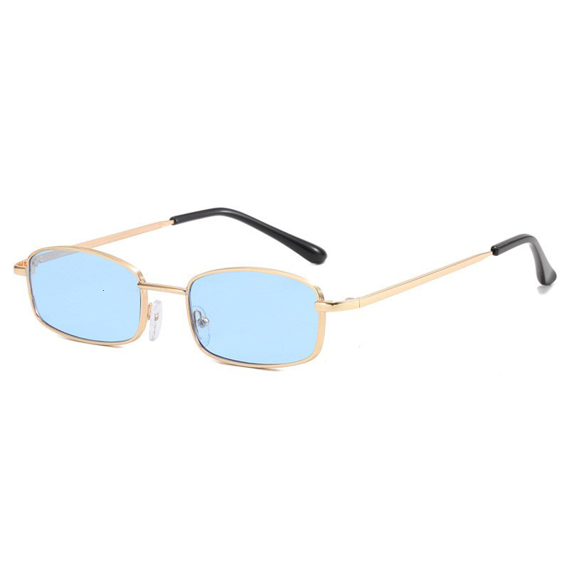 New Metal Small Square Frame Fashion Sunglasses Men and Women Trendy Anti-UV Glasses ddmythur