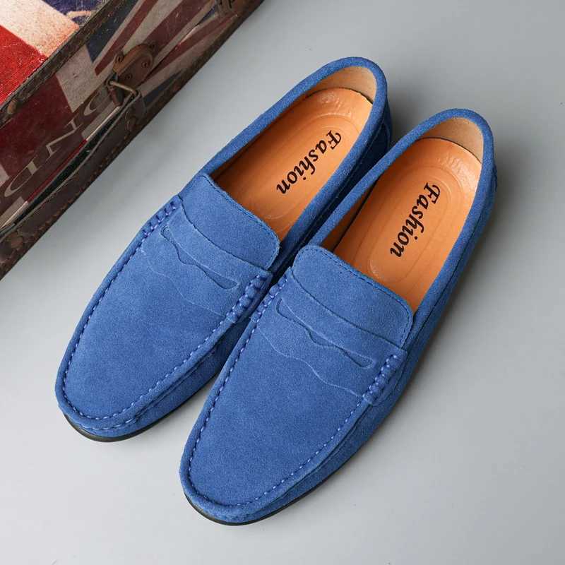 Men Casual Shoes Fion Men Shoes Handmade Suede Genuine Leather Mens Loafers Slip On Mens Flats M Driving Shoes Y250707