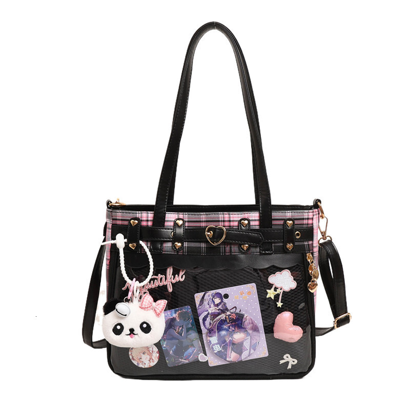 Free shipping designer Japanese Style Transparent Badge Pain Bag JK Uniform Bag Women Anime Exhibition Single Shoulder Bag Crossbody Bag Commuter Bag 