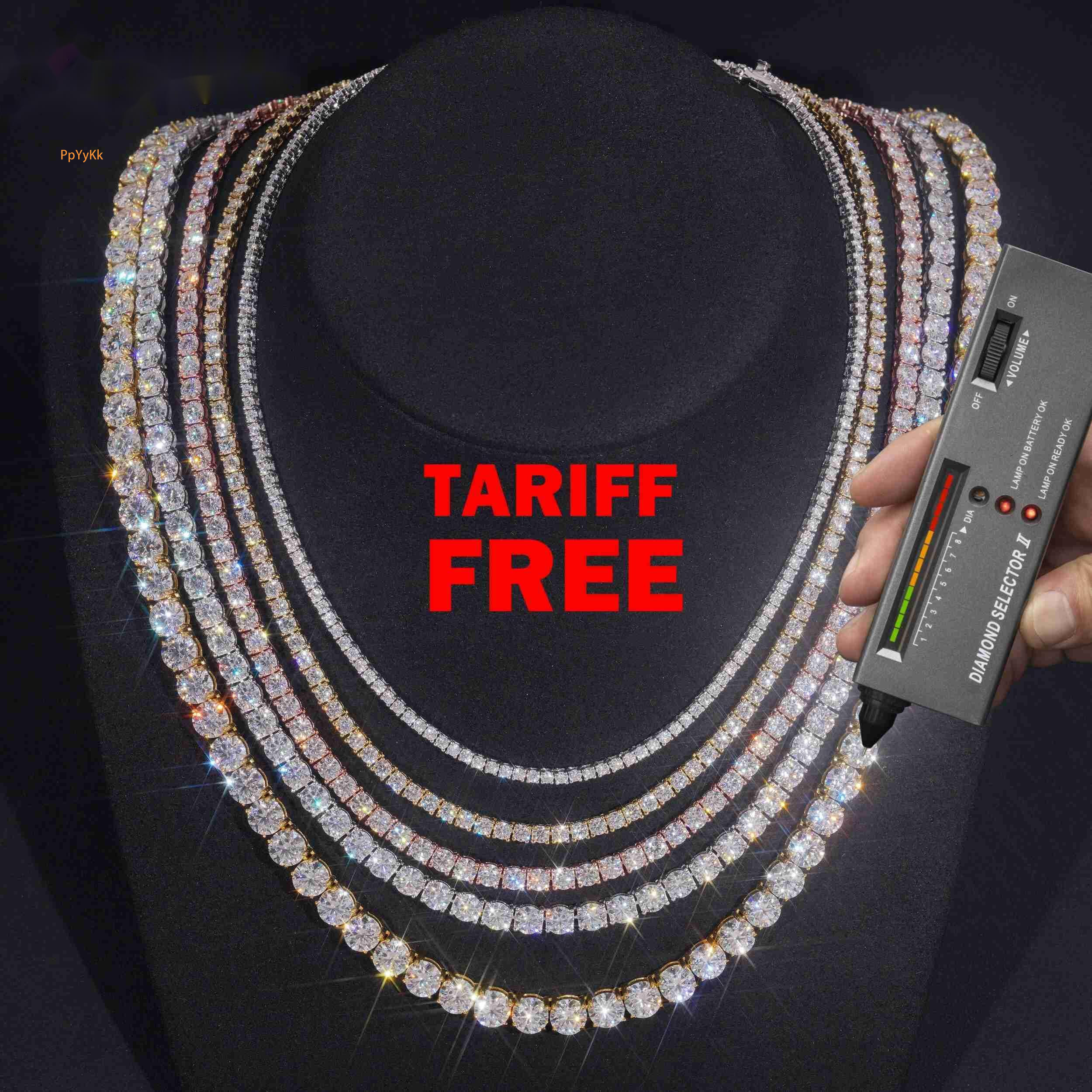 GRA Certified Diamond Tester Pass Moissanite Tennis Chain 925 Silver Fine 2MM-5MM Iced Out Bling Bling Moissanite Tennis Necklace