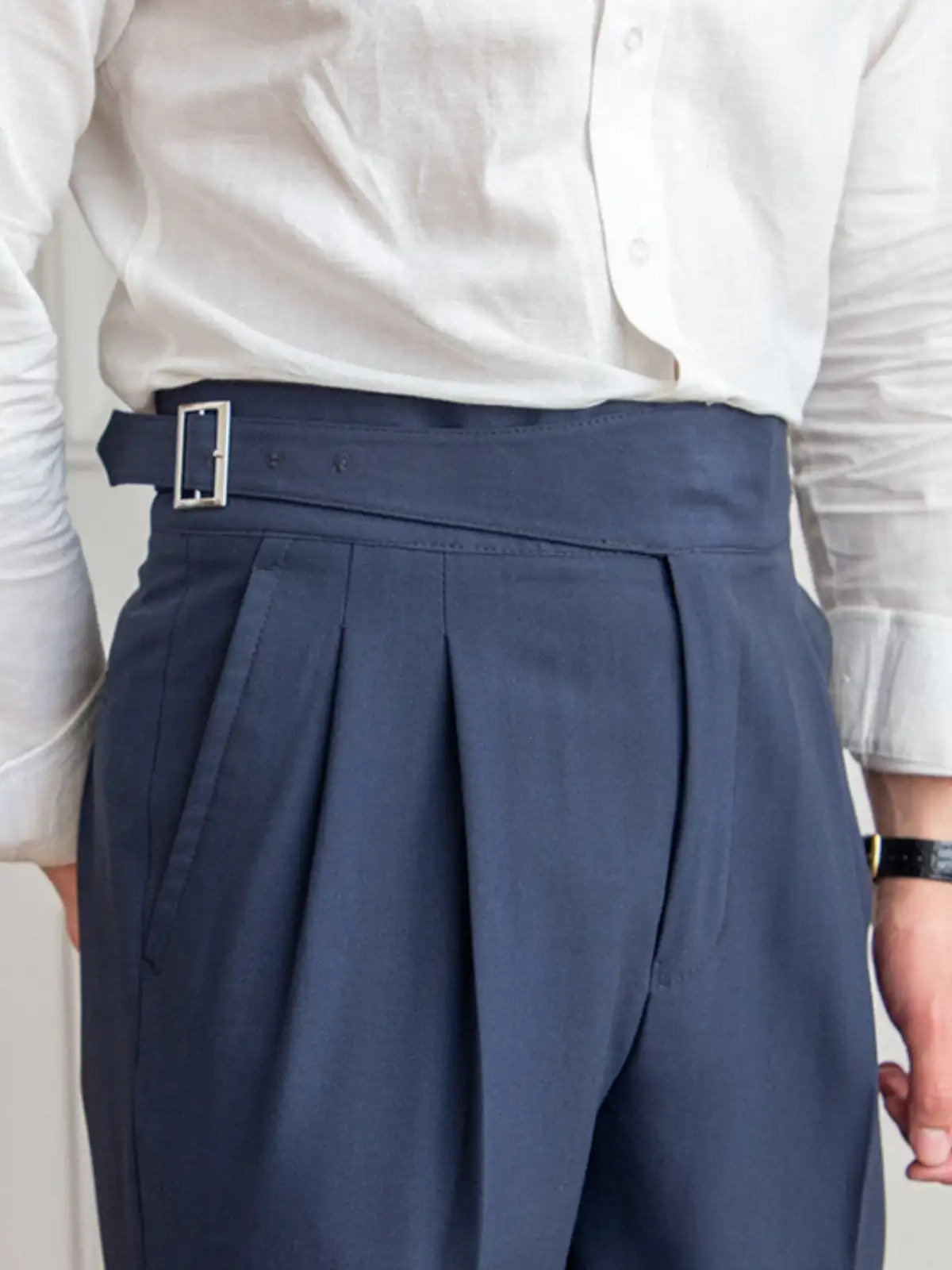 Naples Casual Business Attire Bottoms Men Slim Italian Gurkha Classic Trousers Comfortably Fit Your Curves Adjustable Waist 250707