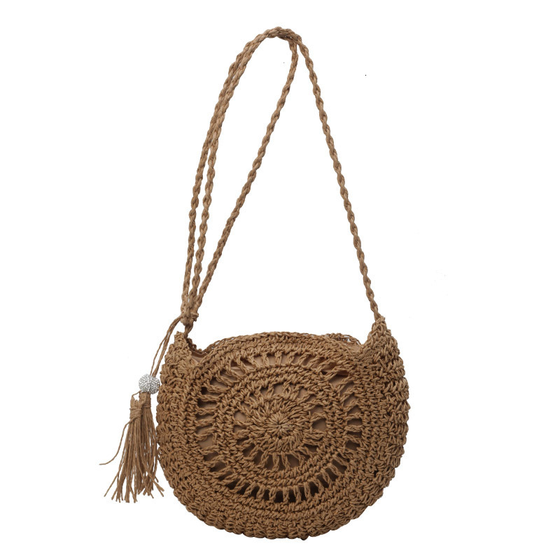 Free shipping designer Woven Small Bag for Women 2025 New Summer Tassel Straw Bag Beach Vacation Shoulder Bag Crossbody Bag Small Round Bag