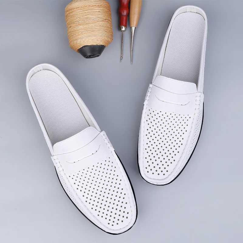 Mens Shoes Four Seasonal New Hollow Out Fion Leather Shoes Soft Sole Breathable Non Slip Lightweight Plus Size Casual Shoes Y250707