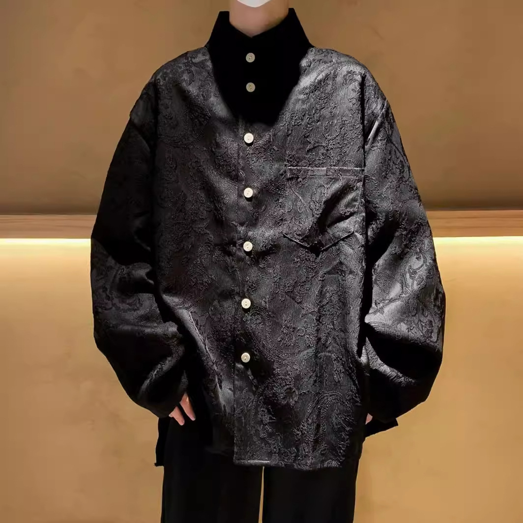 New Chinese Style Stand Collar Shirt For Men Designer Short Sleeves Spring Solid Color High-end Tang Suit Shirt National Trend Jacquard Versatile Jack