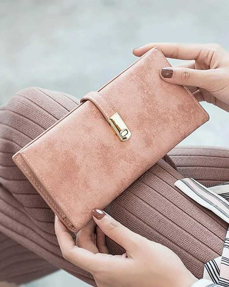 Wens thin wallet.100% Leather Wallet with Magnetic Buckle Closure LG Double Fold Wallet Y250707