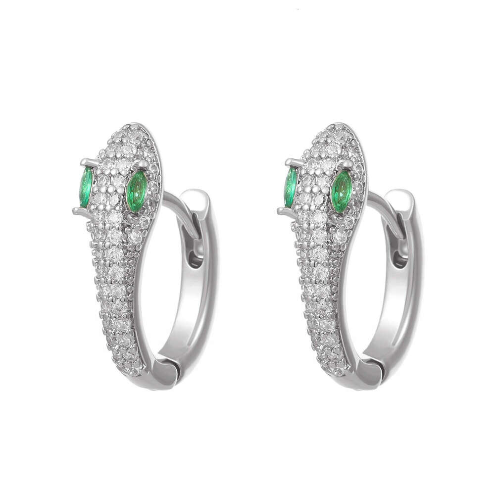 DHcollections Micro Pave Zircon Snake-Shaped Hoop Earrings Men, Stainless Steel, Hypoallergenic, High-End Accessories for Women, Versatile and Unique 