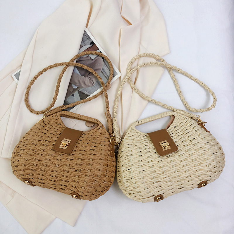Free Shipping Designer Handheld Straw Woven Bag Women's New Vacation Casual Beach Bag Versatile Stylish Woven Crossbody Bag Luxury Shopping Bag