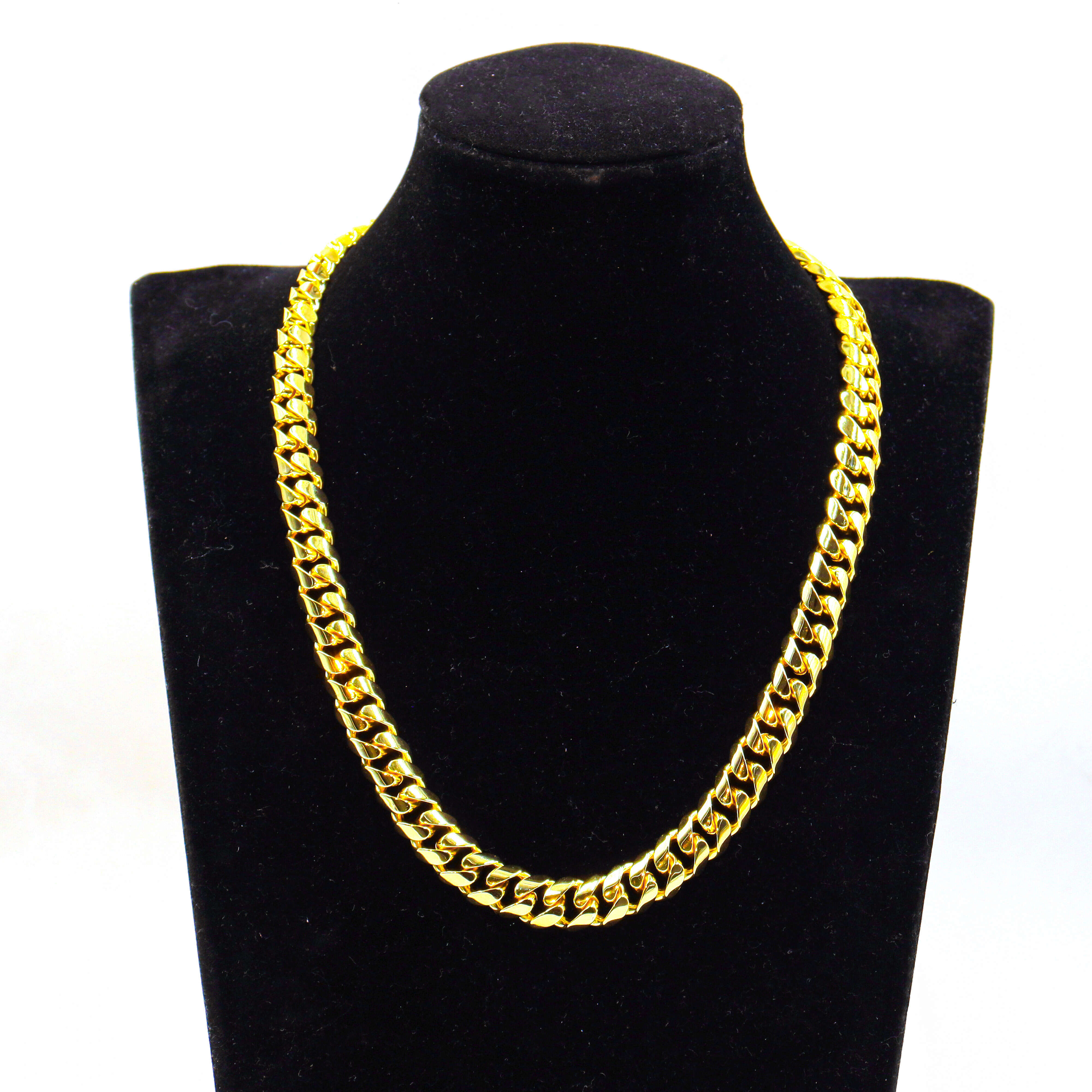 Miami Cuban Link Chain 10mm Hip Hop Jewelry 18K Real Gold Plated Men Necklace Bracelet 925 Silver/Copper Fashion Jewelry