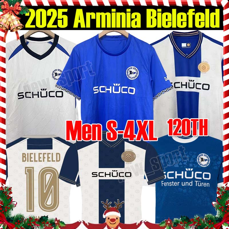 4XL 2025/26 Arminia Bielefeld Soccer jerseys 120TH Anniversary KANIA CORBOZ GRODOWSKI YOUNG GROBER SCHRECK Fans Version Home Away Men kids kit Football Shirts