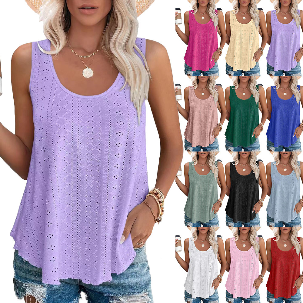 Designer Fashion Trend Plus Size Women's European and American Cross-Border Trade 2025 Spring Summer New Round Neck Loose Sleeveless T-Shirt Top 
