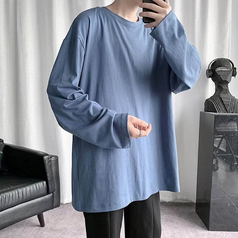 White Long Sleeve T-shirt For Men, Trendy Brand, Ins Style, Hong Kong Style, Solid Color, Versatile Designer Short Sleeves Top, Spring And Autumn Basi