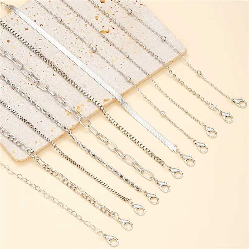 11pcs/set Silver Color Chain Bead Bracelets for Women Simple Elegant Vacation Beach Party Casual Jewelry Versatile Daily Wear XJ250707