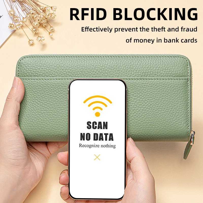 LG Zipper Wallet for Women Genuine Leather RFID Blocking Large Capacity Holder Wallets with Coin Pouch MeyPockets Y250707