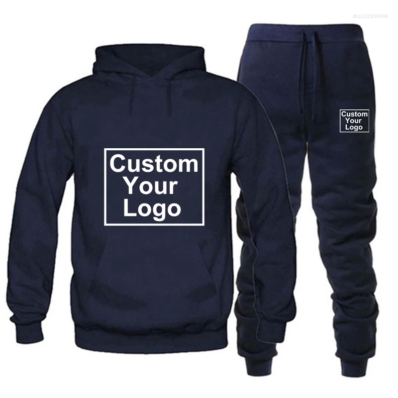 Men's Tracksuits Autumn Casual Tracksuit DIY Hoodies Design Your Logo Set Sweatsuits Jogger Pant Suits Athletic Sports Outfits