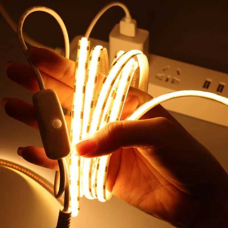 COB USB LED Strip Light with Switch Decoration Lighting Tape for House Room Backlight 1M 2M 3M Ribbon W250701