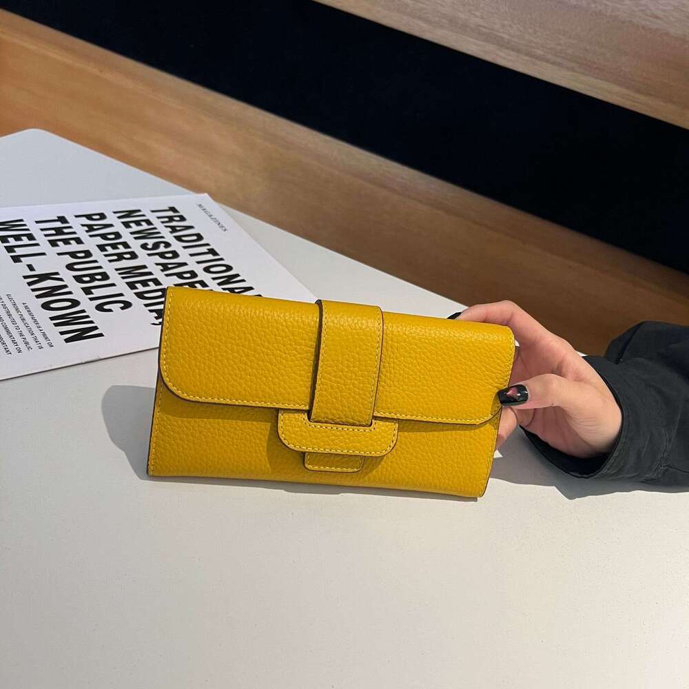 Top Layer Cowhide Wallet for Women Genuine Leather Crossbody Chain Shoulder Large Capacity Multi-Card Slot Clutch Phone Bag