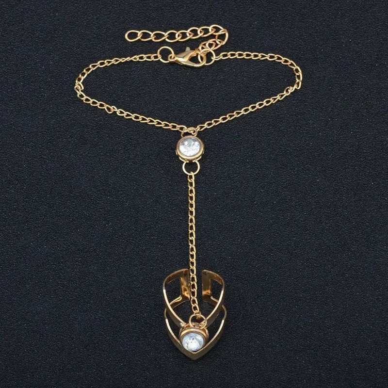 Bohemia Punk Link Chain Ring Connected Bracelets Gold Color Metal Finger Ring Bracelets Hand Harness Fashion Jewelry for Women XJ250707