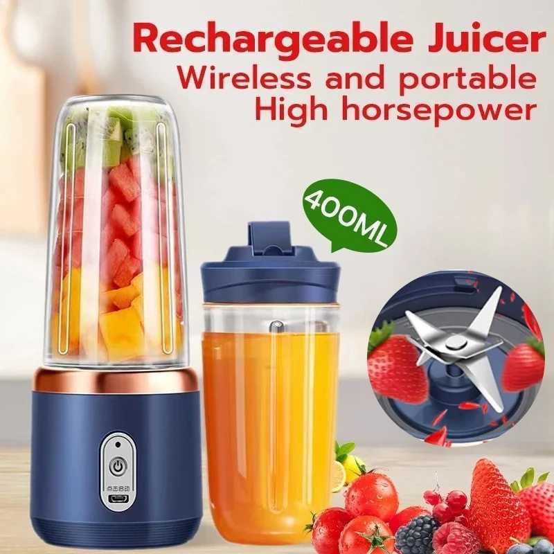 Multifunction 2 Cups Portable Fruit Juicer Blender 6 Blades Juice Mixer Mini Ice Blender USB Charging Wireless Juice Extractor T250707