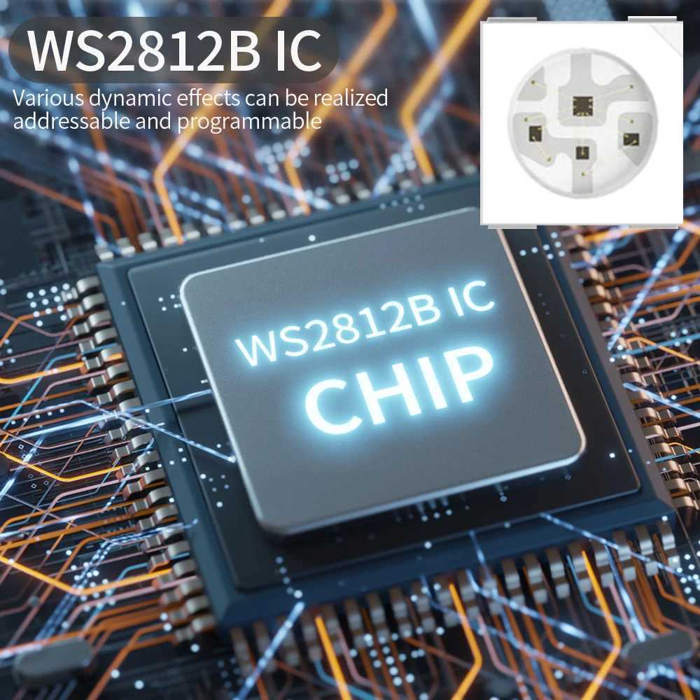 WS2812B Individually Addressable COB LED Strip 60 100 160Led/M High Density Flexible 5mm/10mm WS2812 RGBIC COB Light DC5V W250701