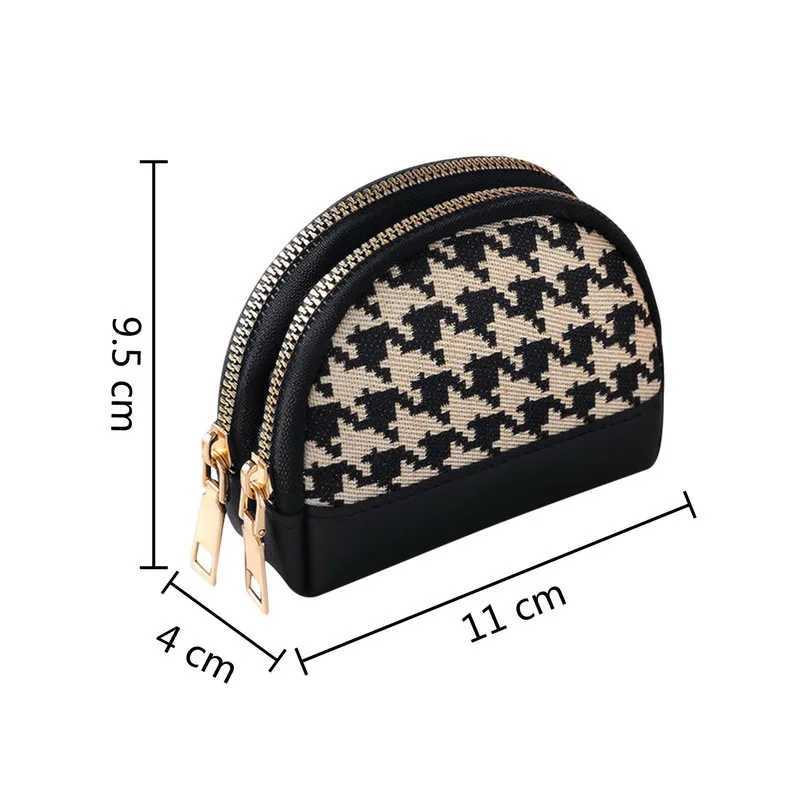 Wens Wallow Gird Coin Purse Double Zipper Small Wallet Portable Key Pouch Travel Card Holder Fi Vintage Coin Bag Y250707