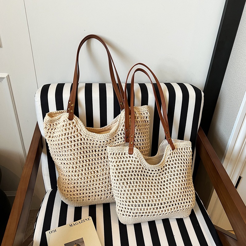 Free shipping designer Hand-woven Bag Women 2025 New Trendy Lazy Style Beach Vacation Shoulder Bag Large Capacity Tote Bag