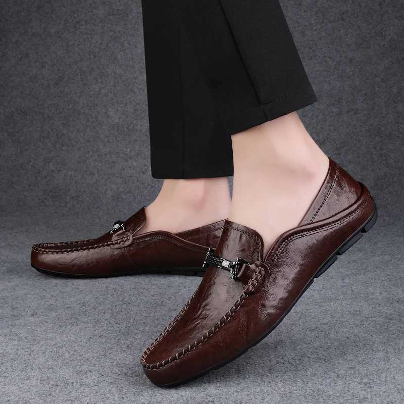 New Summer Punching Breathable Quality Men Dual Purpose Leather Shoes and Slippers Fion Casual Sizes 35-49 Loafers Y250707