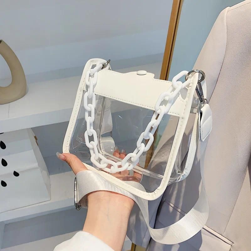 Designer women's Shoulder Bags Summer Women Clear Transparent Bag Female Jelly Handbags And Purses Acrylic Chain Square gift