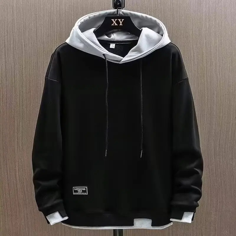 2025 Autumn Men Hoodies High Street Pullover Long Sleeve Patchwork Sweatshirt Men Fashion Streetwear Hoodie Harajuku 250707