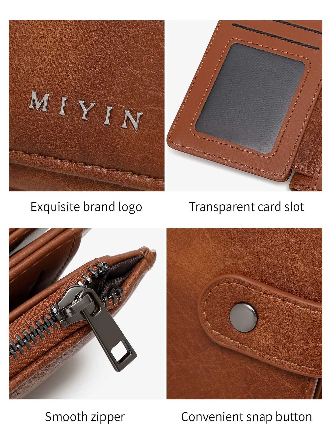 MIYIN RFID anti-theft b three fold wens short wallet PU leather mti card slot wallet mtifunctial zero wallet Y250707