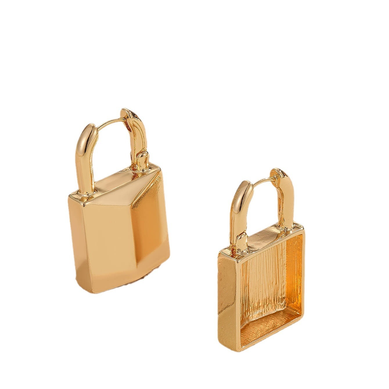 Unique Design Gold Lock Shape Fashionable Women's Elegant Minimalist Style Earrings