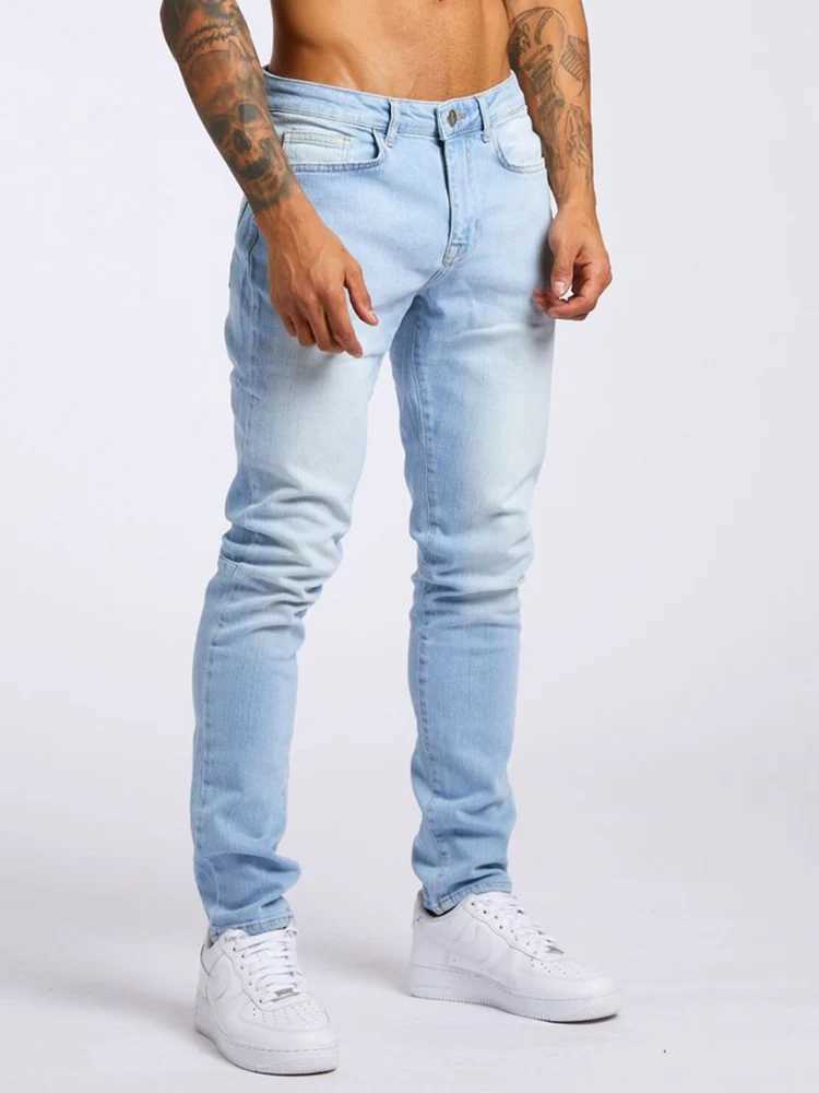 Mens Jeans Elastic Skinny Solid Color Stretch Pencil Pants Slim Fit Denim Jeans Jogging Streetwear Cowboy Casual Trousers BlckXJ250707