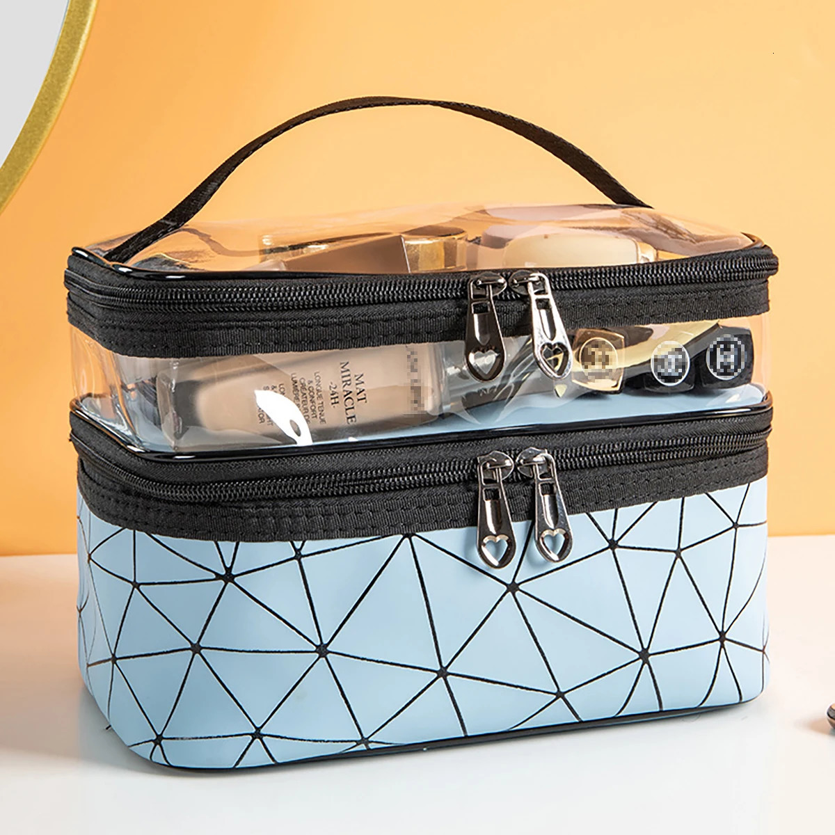 Doublelayer Makeup BagWaterproof PVC Travel Pouch Portable Washbag 250701