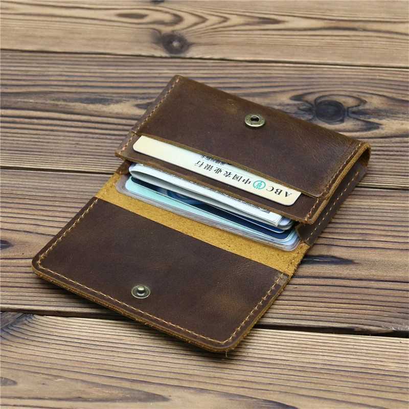Vintage Mens Genuine Leather Wallet Small ID Card Holders Wallets Mini Real Leather Purse for Men Y250707