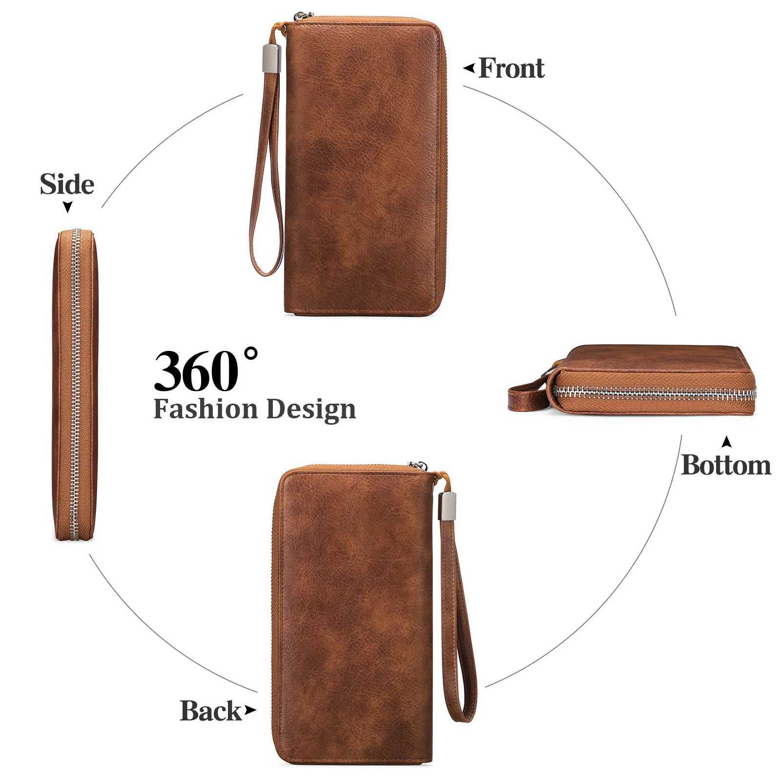 Vintage Wen Wallet Large Capacity LG Clutch Bag PU Leather Bank Holder Cell Phone Bag RFID Wallets For Wen Y250707
