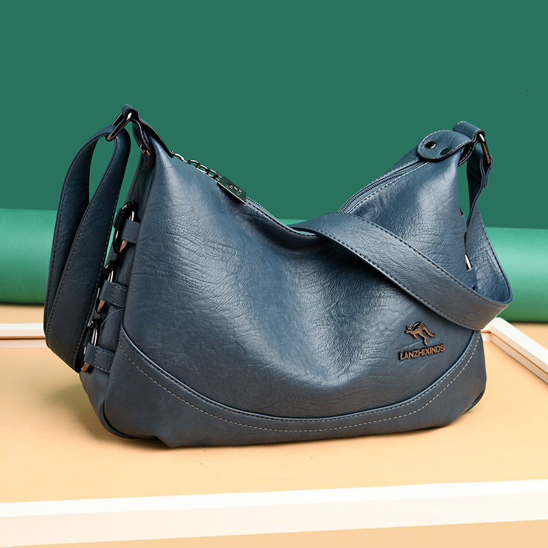 Free Shipping Designer Blue Heart Kangaroo Middle-aged Mother Bag Crossbody Bag Multifunctional Shoulder Bag Large Capacity Soft Leather Casual Women&