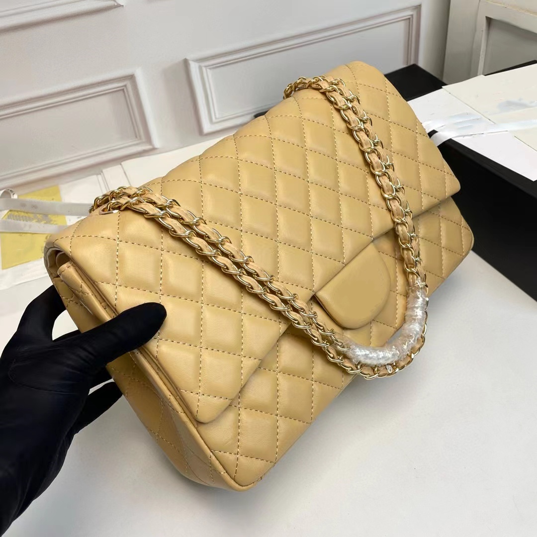 33CM Jumbo Designer Shoulder Bag Classic Flap Women's Chain Bag Double Flap Quality Genuine Leather Luxury Handbag Diamond Lattice Crossbody Purse