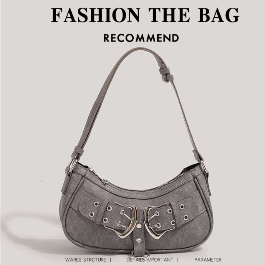 Fashion handbag 2025 new women's shoulder crossbody bag punk style armpit bag high-end feel bag