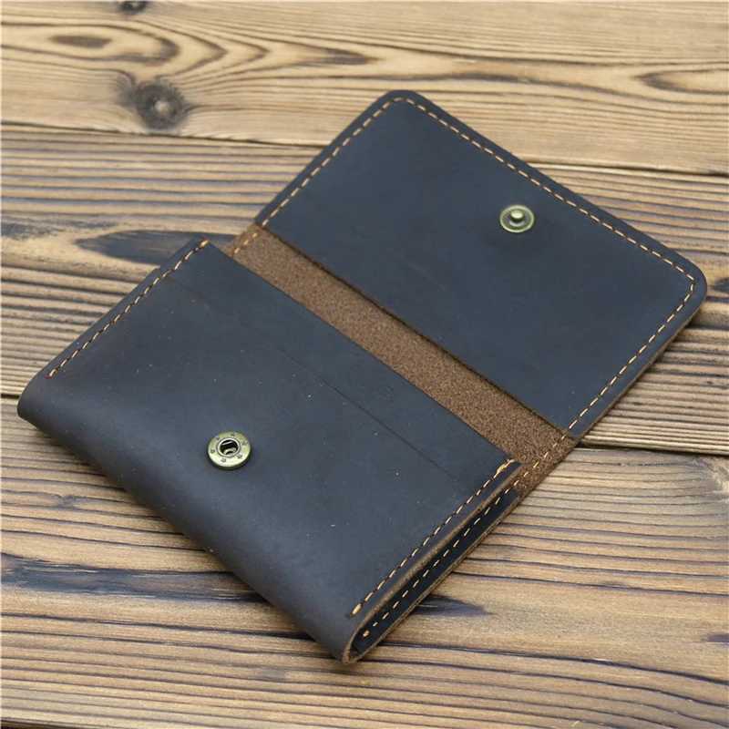 Vintage Mens Genuine Leather Wallet Small ID Card Holders Wallets Mini Real Leather Purse for Men Y250707