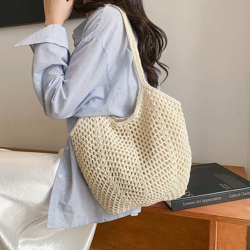 Free shipping designer Relaxed Woven Large Bag for Women 2025 New Large Capacity Cotton Tote Bag Beach Vacation Versatile Shoulder Bag