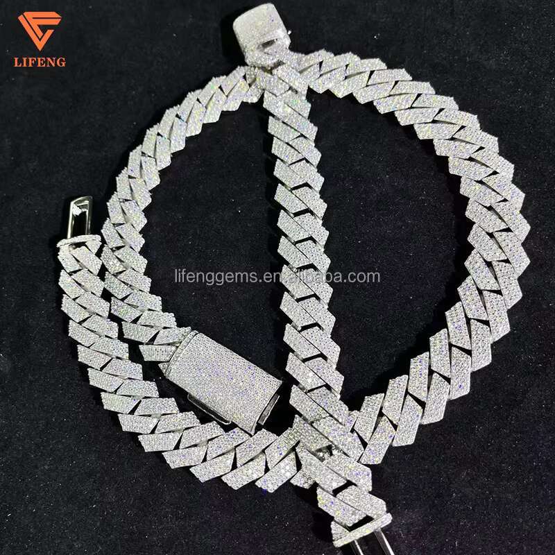 RTS 925 Sterling Silver Gold Plated Moissanite Cuban Chain10MM 16MM VVS Hip Hop Jewelry for Men Mens Cuban Link Necklace