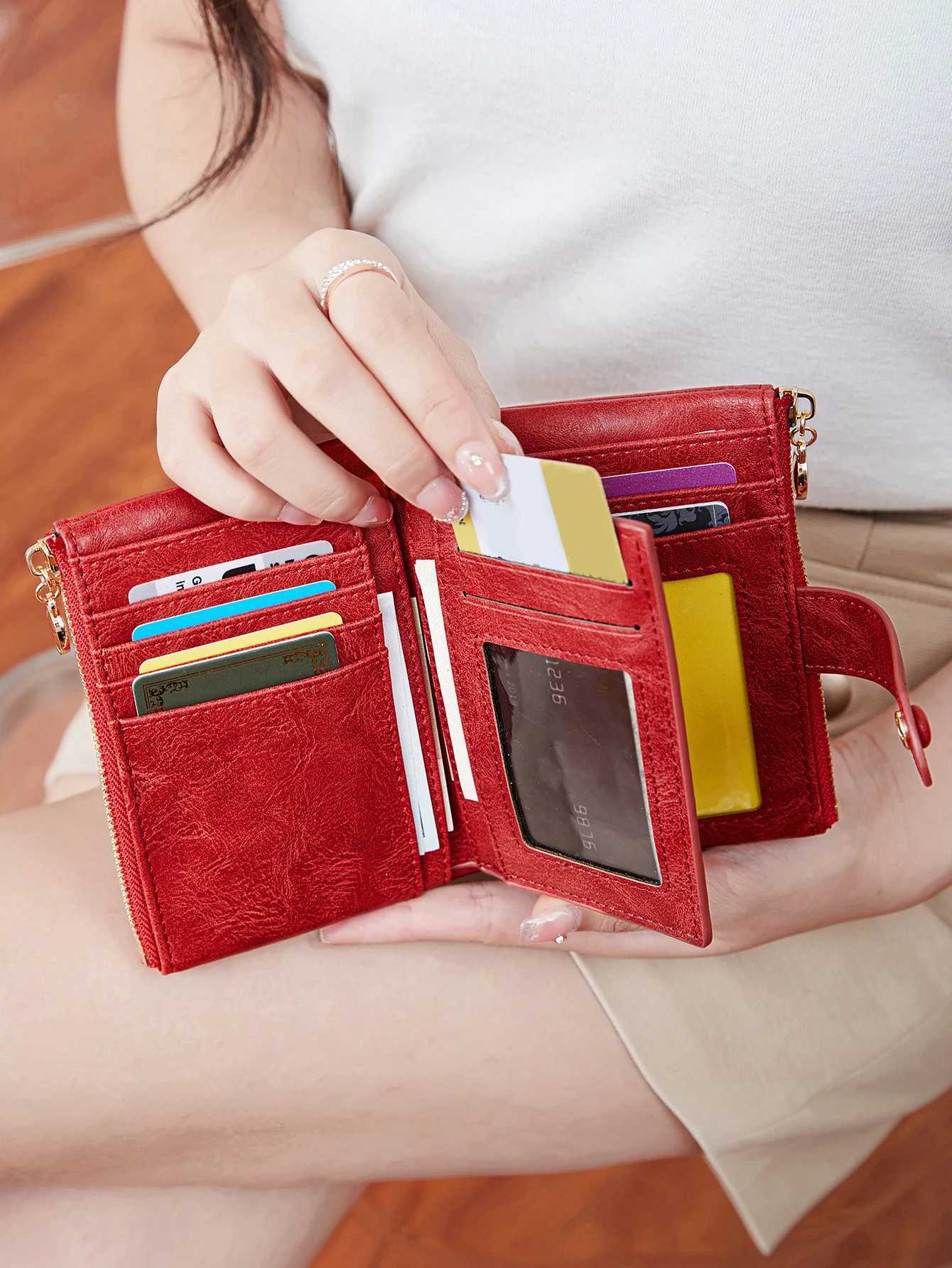 Minimalist Wens Wallet Short Three Layer Large Capacity Double Zipper Card Holder ID Card Credit Bank Card Holder Mey Bag Y250707