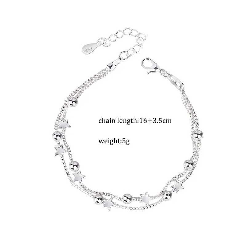 Saiye Sterling Silver Double Layers Stars Beads Bracelets for Women Elegant Box Chain Charm Bracelet Birthday Party Gift XJ250707