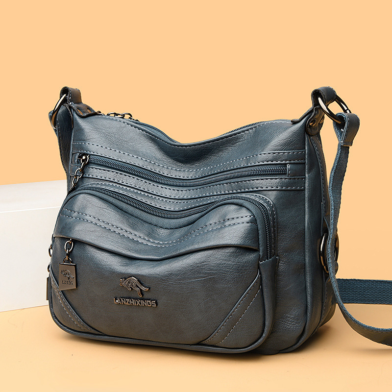Free Shipping Blue Heart Kangaroo Women's Bag 2025 Designer New Middle-aged Mother Bag Fashionable Grandmother Bag Large Capacity Single Shoulder