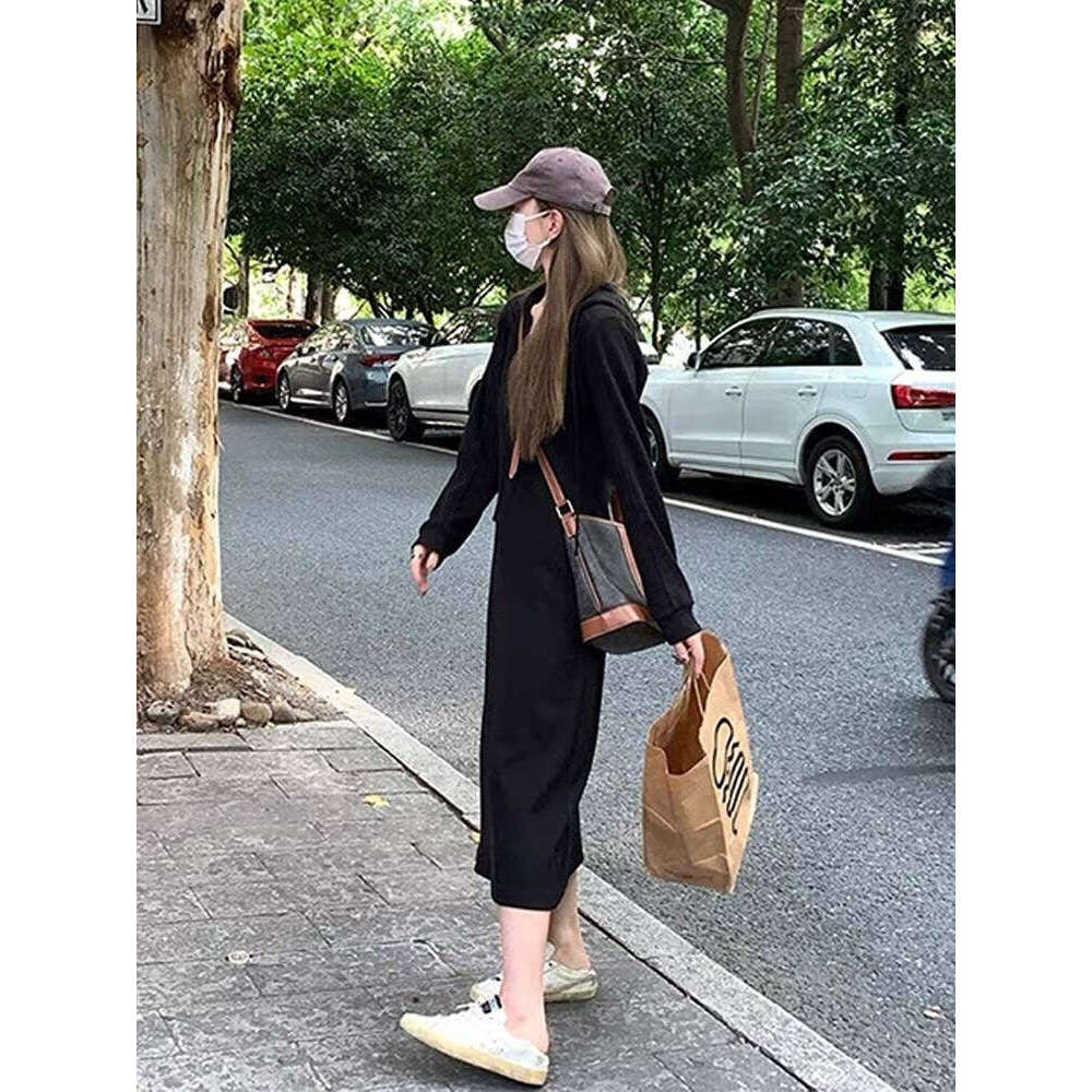 New French Style Elegant Sweatshirt For Women, Spring And Autumn Long With Coat, Inner Layer Base Dress B5