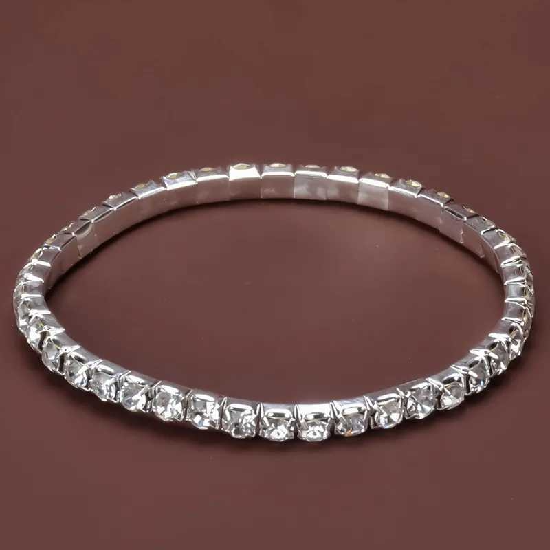 Women Crystal Bangles Rhinestone Elastic Round Bracelets for Women Gold Color Wrist Accessories Fashion Wedding Jewelry XJ250707