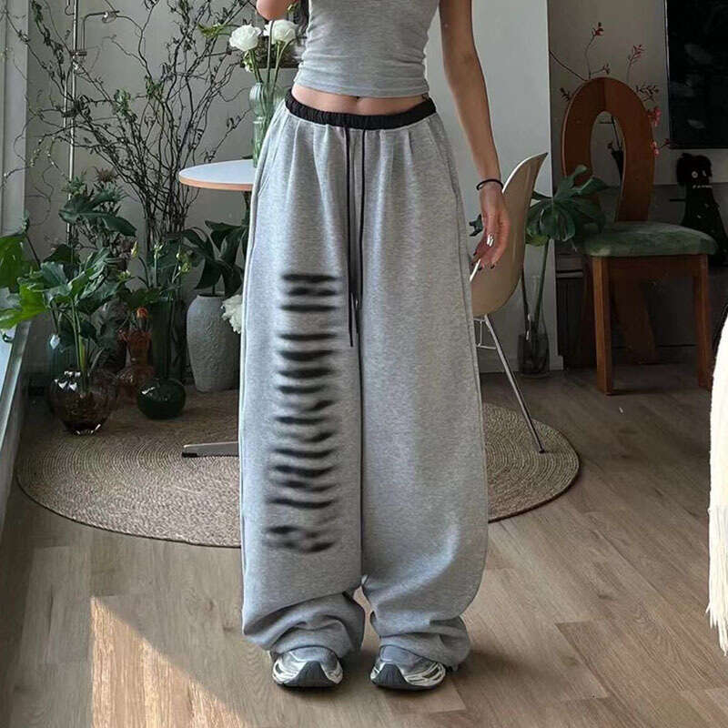 American Style Spicy Girl Patchwork Heavy Print Loose Casual Sweatpants For Women Summer Jazz Hip Hop Sports Pants Trendy B5