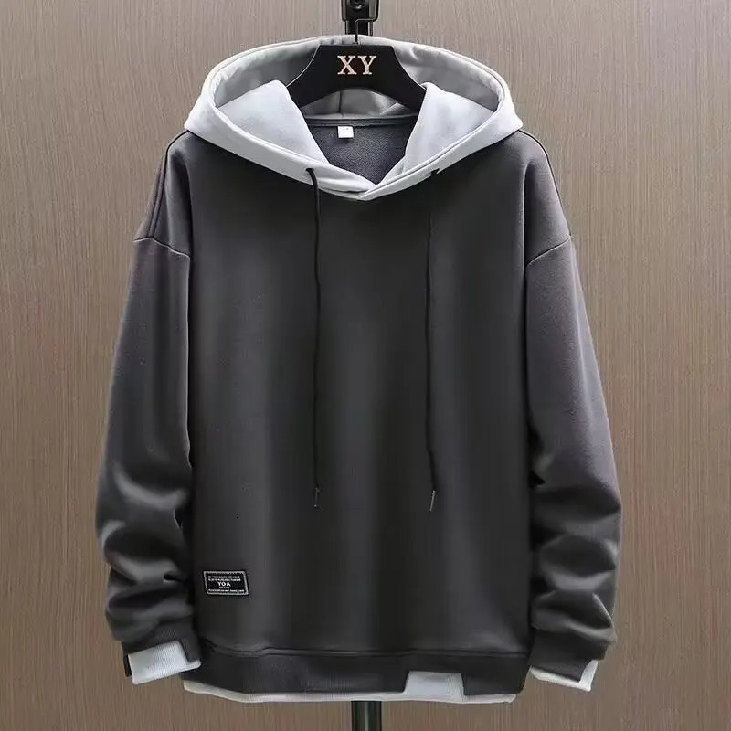 2025 Autumn Men Hoodies High Street Pullover Long Sleeve Patchwork Sweatshirt Men Fashion Streetwear Hoodie Harajuku 250707